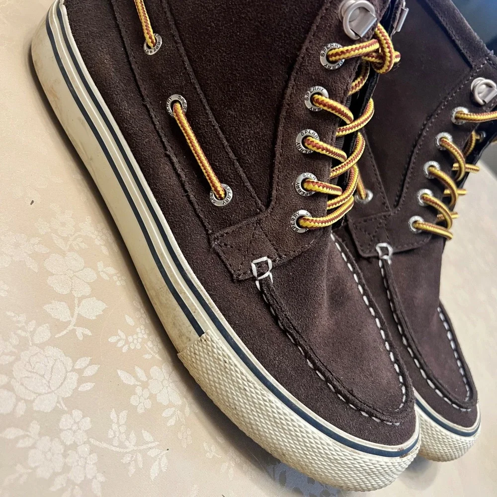 Sperry Top-Sider Mens Bahama Waterproof Suede Boat Shoe Boots Brown STS22635 7.5